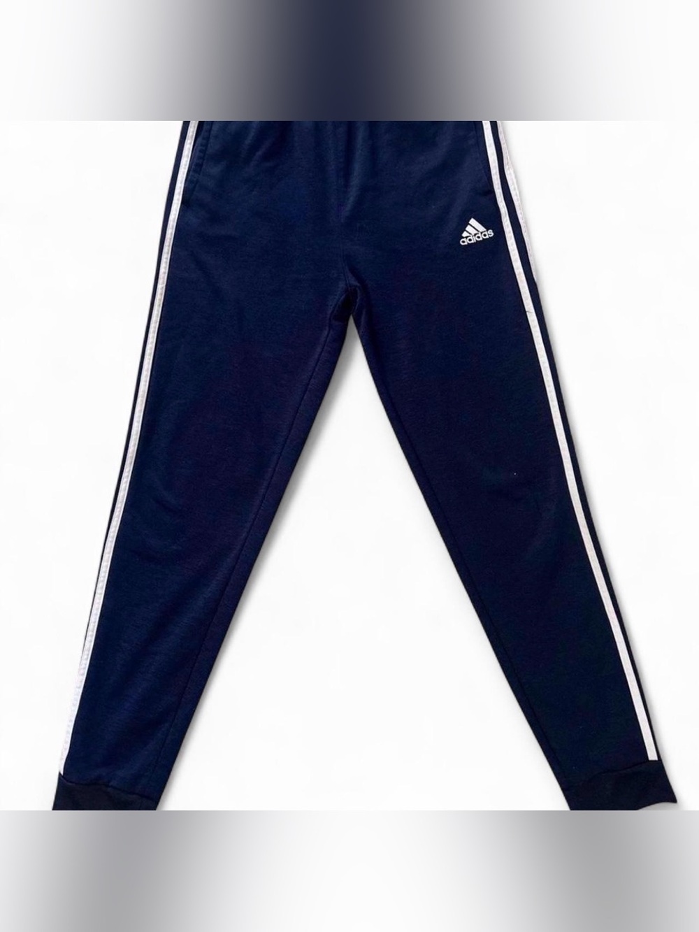adidas Kids Navy Track Joggers with White Stripes